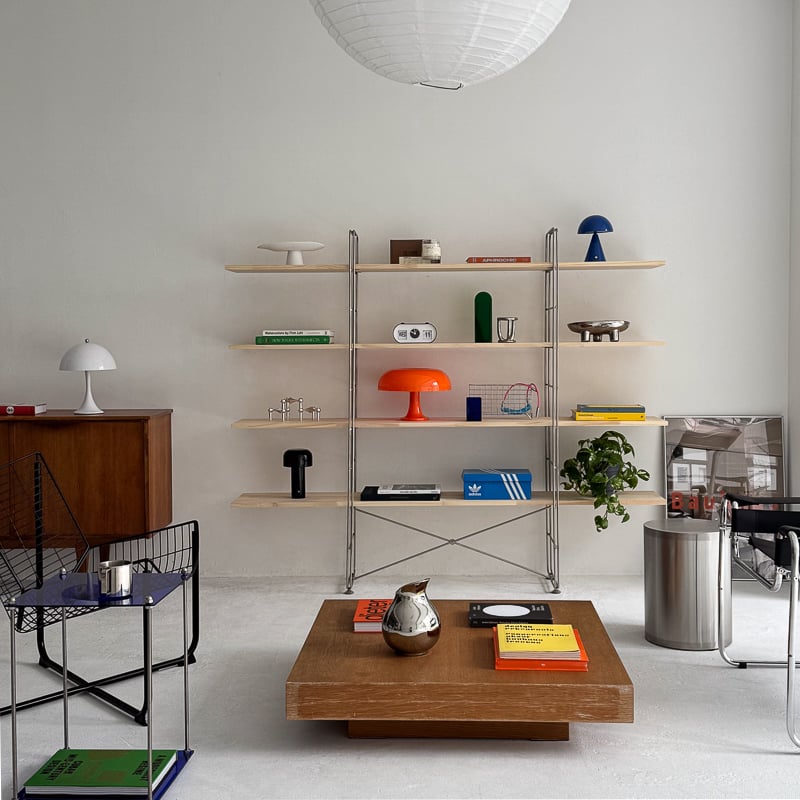 rack-03068 天然木 ナチュラル ステンレスフレーム 4段 シェルフ