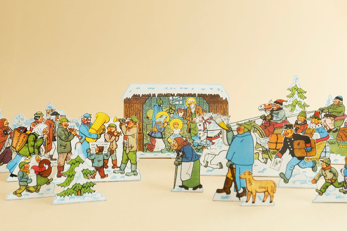 ヨゼフ・ラダ 絵 クリスマス飾り キリスト降誕シーン （切り抜きタイプ