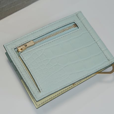 POLII マネークリップ 小銭入れ付き　クロコダイル/ヴェール ドー