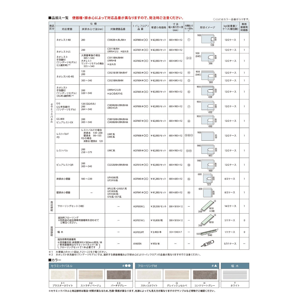 ハイドロセラ・トイレフロアJ AGF808#○○ レストパルF・FD 対応