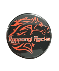 Button badge (Black/44mm): Roppongi Rocks' original red horse head logo