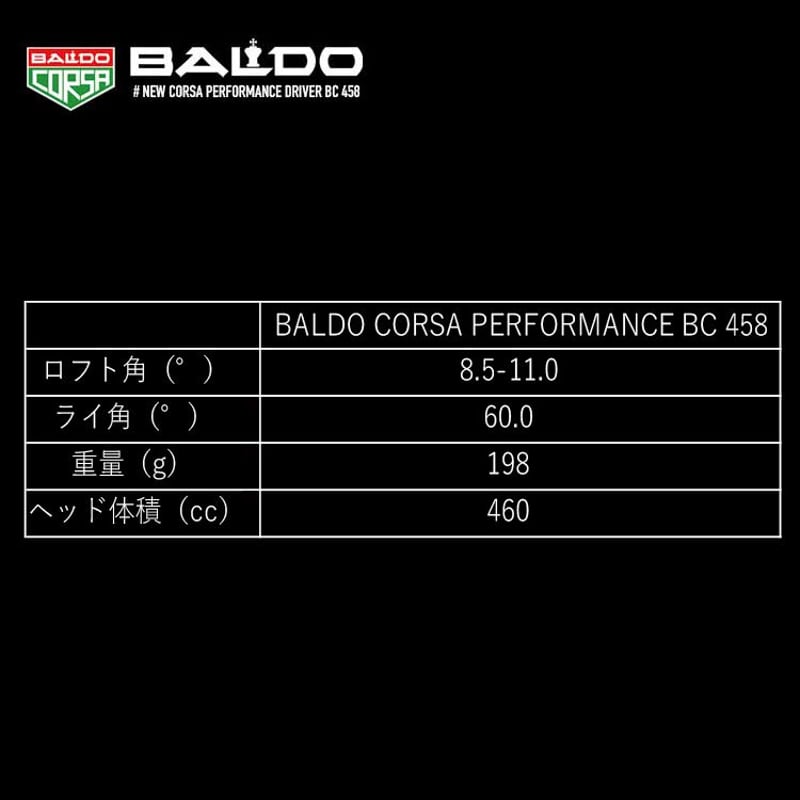 BALDO バルド 2022 コルサ パフォーマンス BC 458 ドライバー