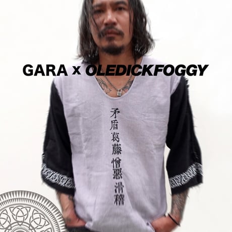 最終在庫！OLEDICKFOGGY x GARA「CAOTIC CRAPE T-SHIRTS」GRAY x BLACK