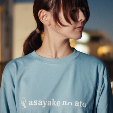 asayake no ato / LOGO Long sleeve T-shirts Acid Blue