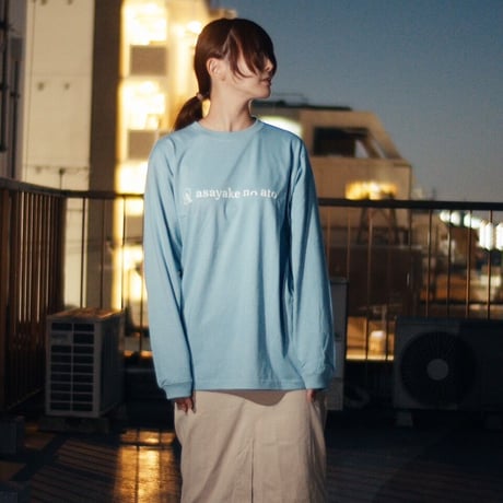 asayake no ato / LOGO Long sleeve T-shirts Acid Blue　Mサイズのみ