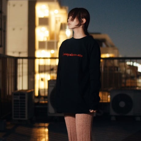 asayake no ato / LOGO Long sleeve T-shirts Black