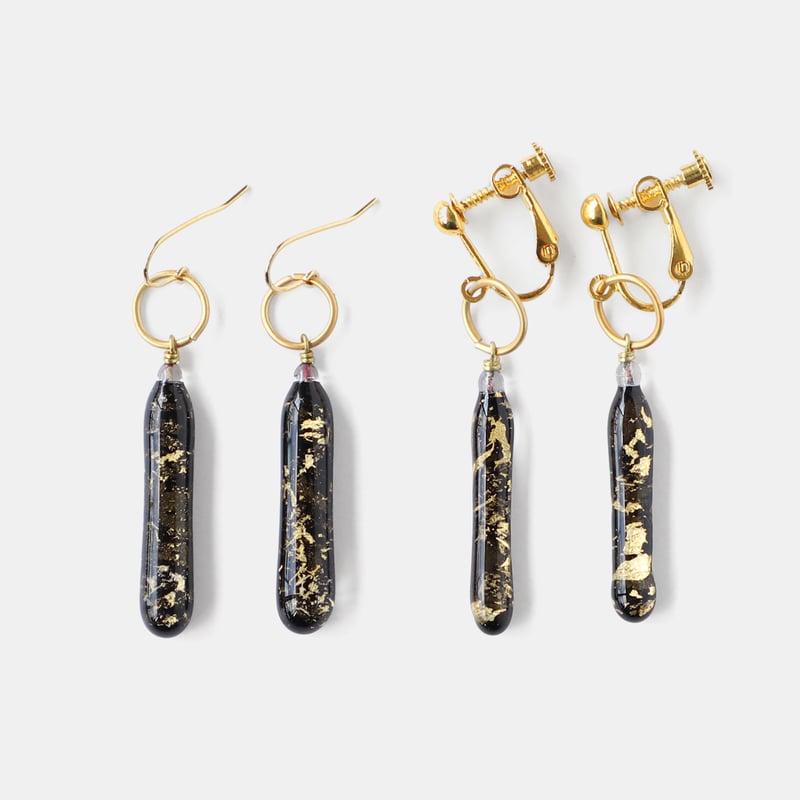 ギフト対応可】viivant スティックピアス・イヤリング（GOLD・黒