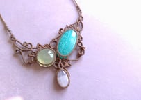 【necklace】アマゾナイト & プレナイト、ホワイトラブラドライト