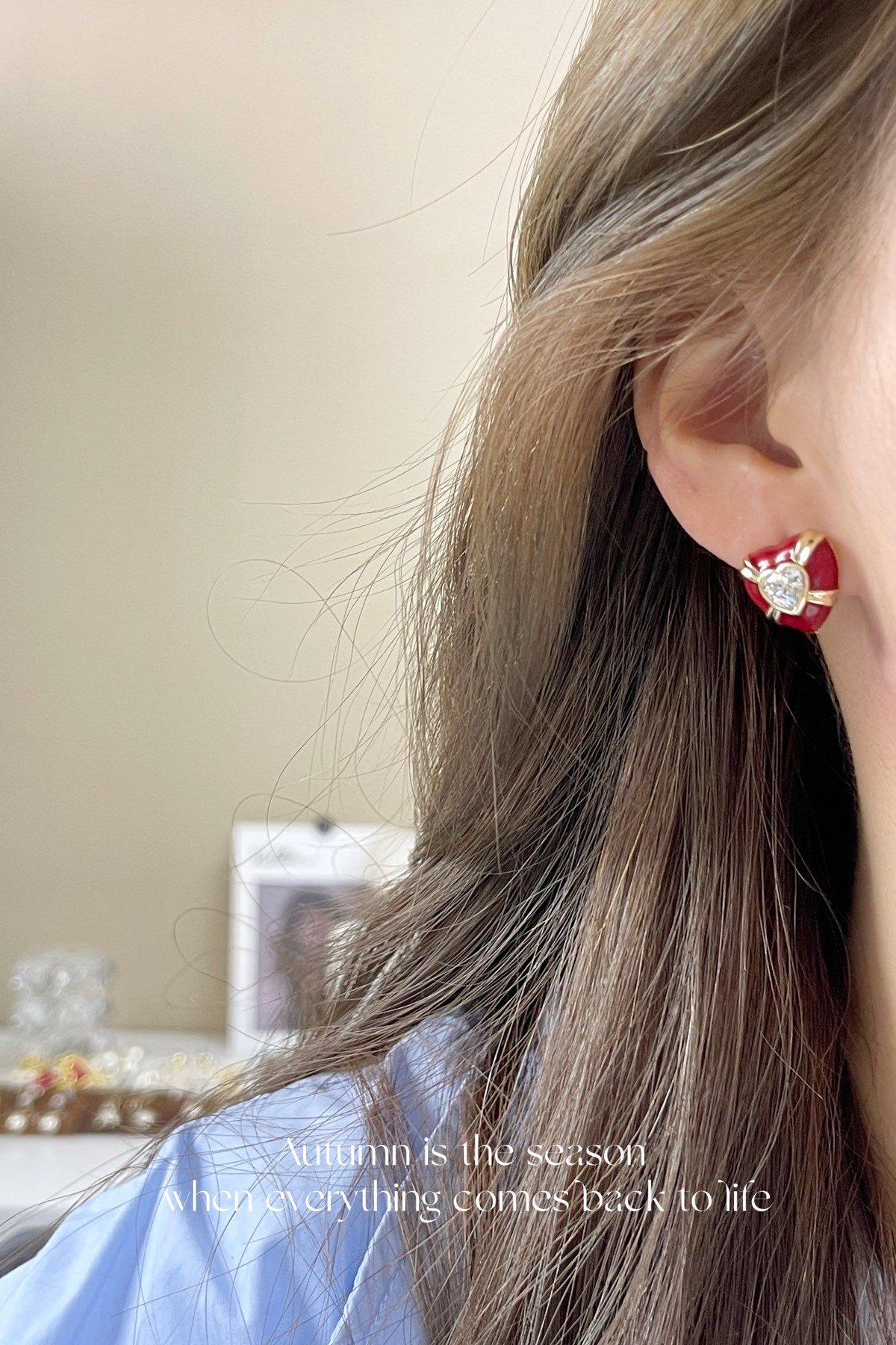 SS614 赤いハートリボン ピアス | SanSun Jewelry SS614 赤いハートリボン ピアス | SanSun Jewelry