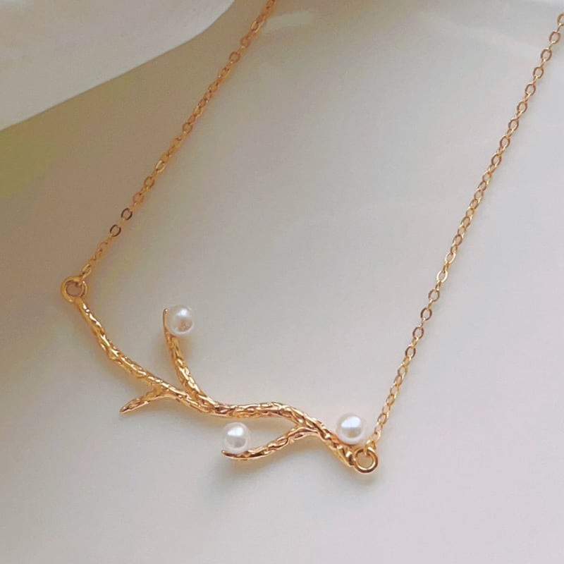 H669 枝モチーフ 天然淡水パール ネックレス 18KGP | SanSun Jewelry H669 枝モチーフ 天然淡水パール ネックレス 18KGP | SanSun Jewelry