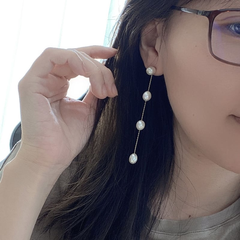 SS604 揺れる 4連パールピアス | SanSun Jewelry