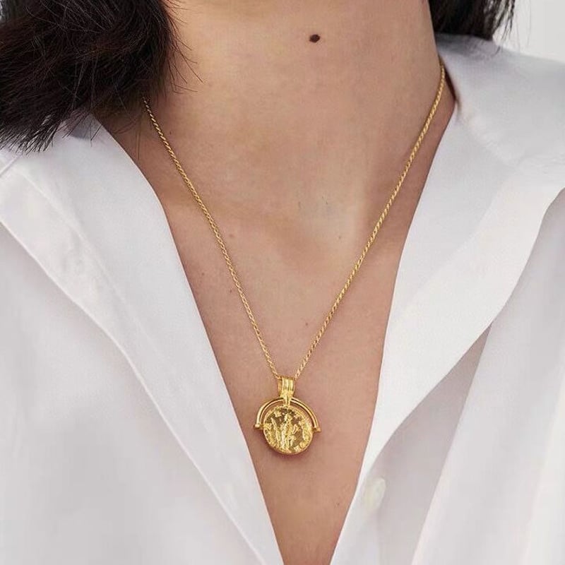 H667 純銀製 コインネックレス 18KGP | SanSun Jewelry