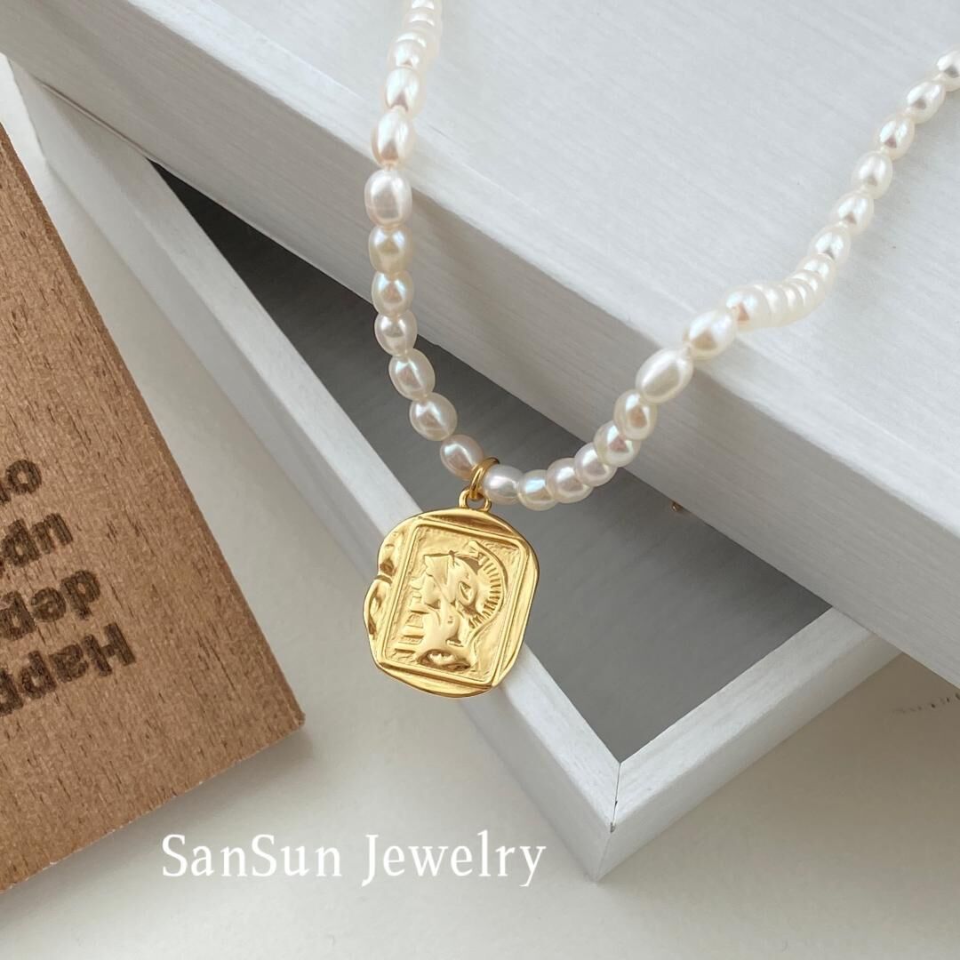 SSH215 純銀コイン＋天然淡水パールネックレス | SanSun Jewelry