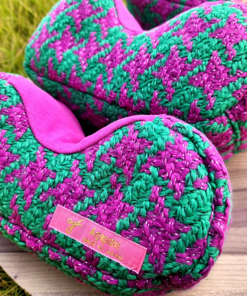 Agapani アゴのせピロー/ピンク×グリーン 千鳥ツイード | Agapani