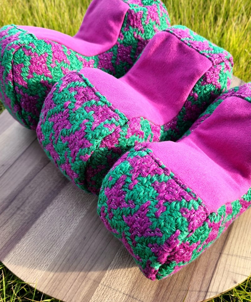 Agapani アゴのせピロー/ピンク×グリーン 千鳥ツイード | Agapani