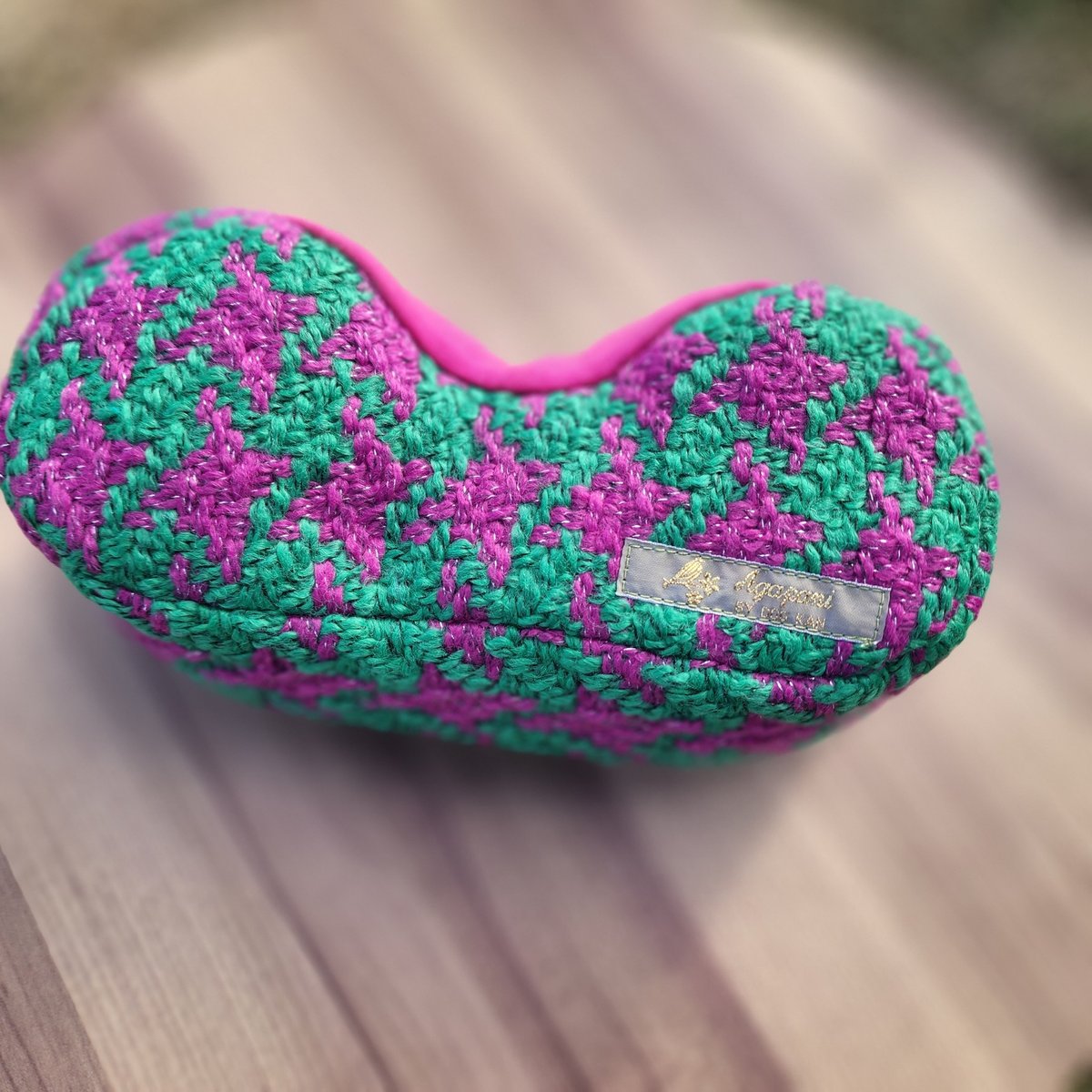 Agapani アゴのせピロー/ピンク×グリーン 千鳥ツイード | Agapani