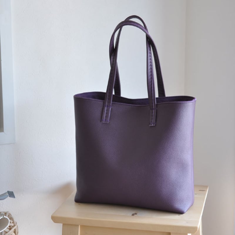 パープルレザーバッグ スクエアタイプレザートート | St.Agata