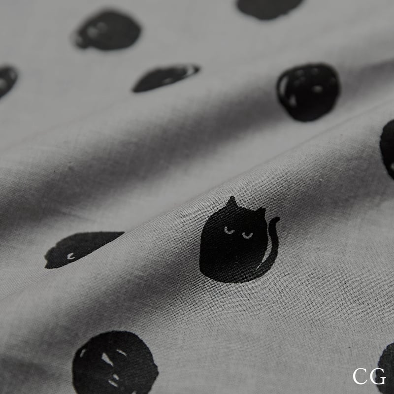 CALINER】インド手捺染 コットン ねこたまプリントギャザースカート