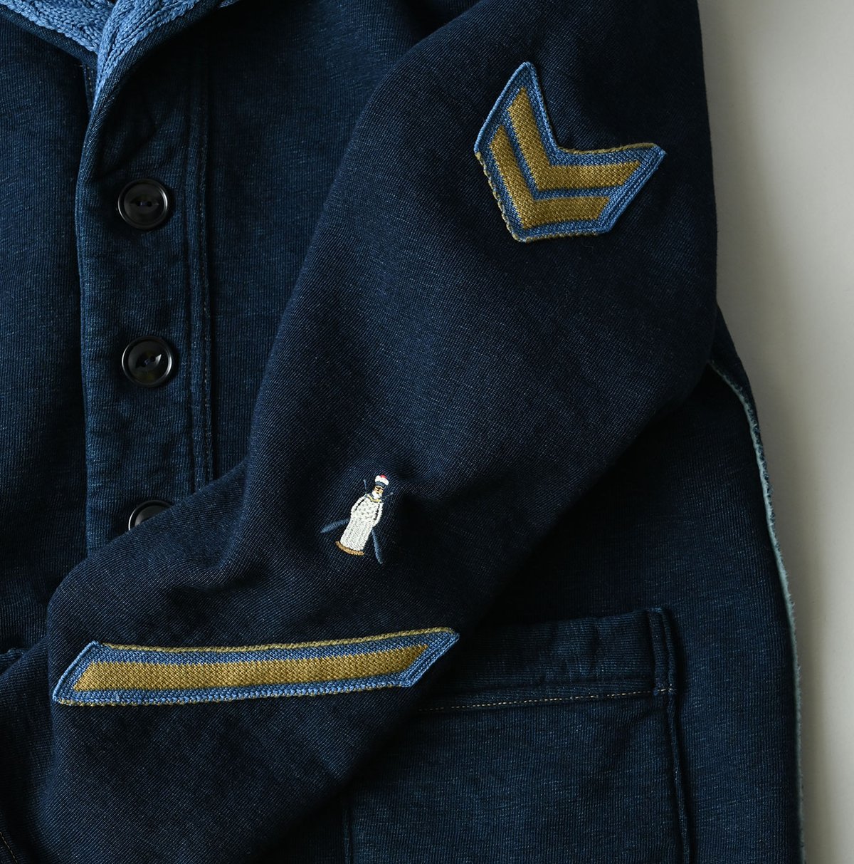 裏毛の908セーラーショールカーディガン（インディゴ） | 45R葉山店