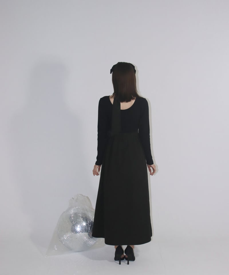 Waist ribbon classy long dress【black】 | VENEY