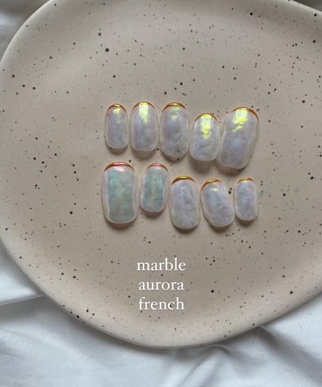 aurora white marble orange french