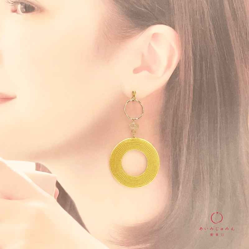 金色 水引き × ルチルクォーツ《ピアス》 | あいみじゅみん(愛導13)