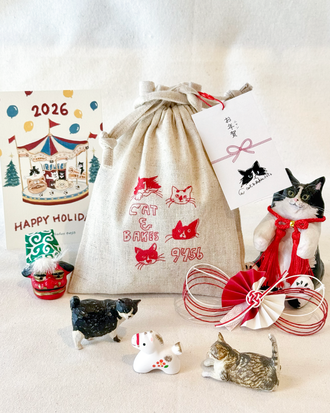 2026巾着入りお年賀ラスクセット | CAT & BAKES 9456