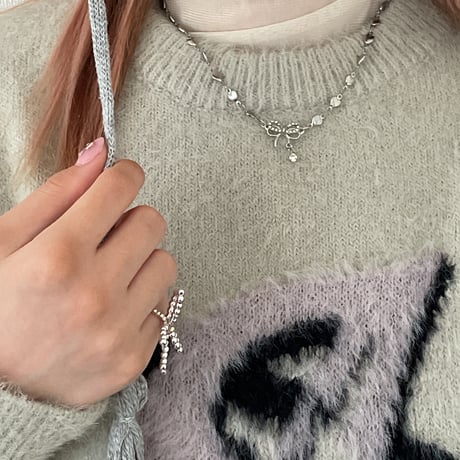 heart chain ribbon necklace