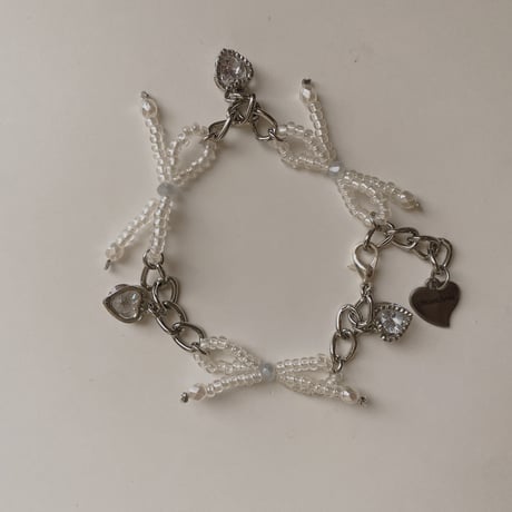 pink ribbon/ white ribbon bracelet