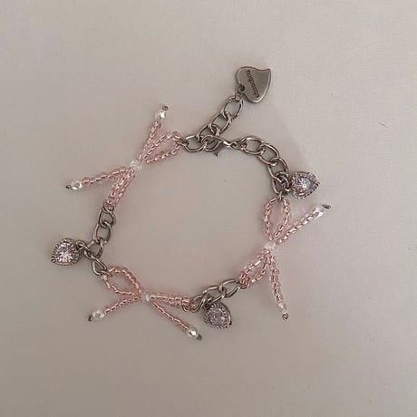 pink ribbon/ white ribbon bracelet