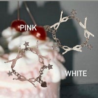 pink ribbon/ white ribbon bracelet