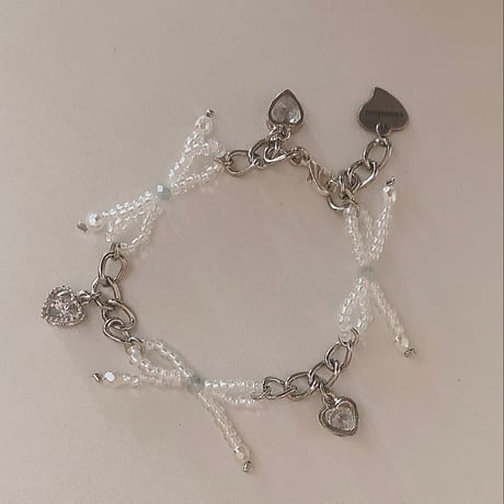 pink ribbon/ white ribbon bracelet