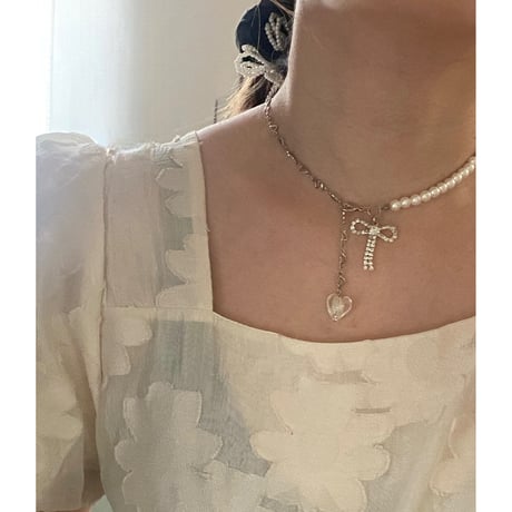 bijou  ribbon necklace