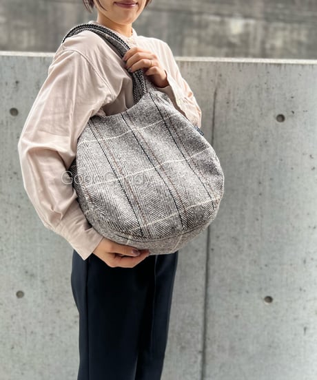 ◆手作りバッグ◆すもmoバッグ［Ｌ］まんまるトートバッグ【ショコラ】