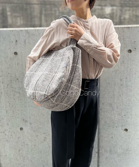 ◆手作りバッグ◆すもmoバッグ［Ｌ］まんまるトートバッグ【ショコラ】