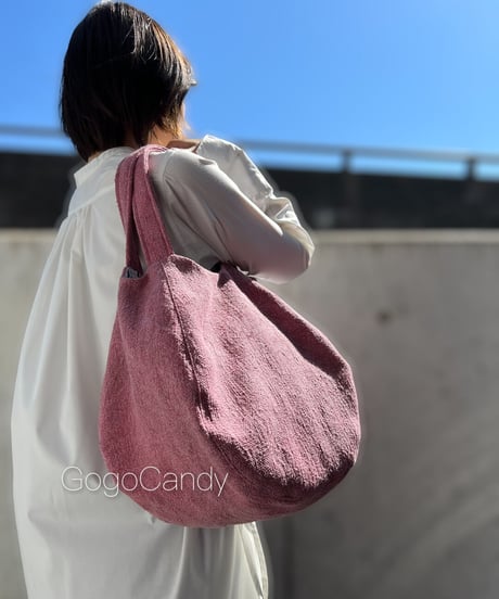 ◆手作りバッグ◆すもmoバッグ［M］まんまるトートバッグ【ローズ】