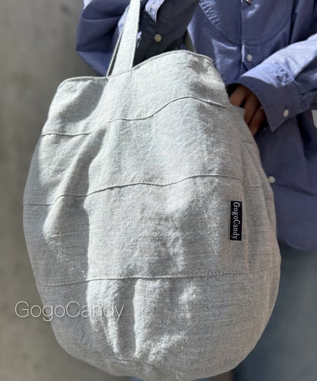 ◆手作りバッグ◆ぽっちバッグ［Ｌ］トートバッグ【ブルー】