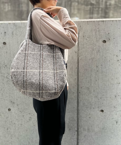 ◆手作りバッグ◆すもmoバッグ［Ｌ］まんまるトートバッグ【ショコラ】