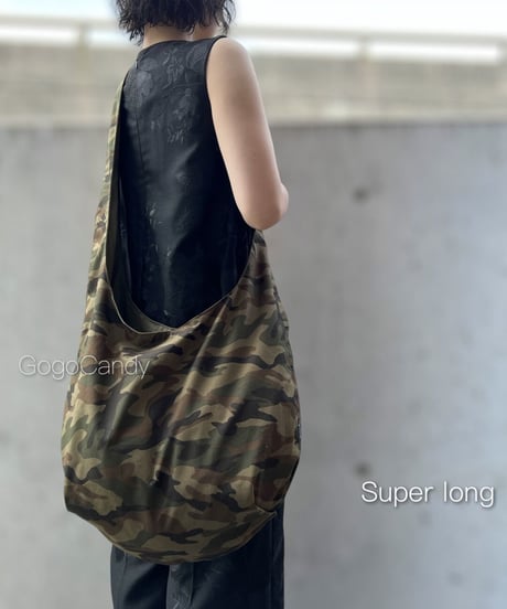 ◆手作りバッグ◆クタッとバッグ［Long / Super Long］ふんわりショルダーバッグ【迷彩】