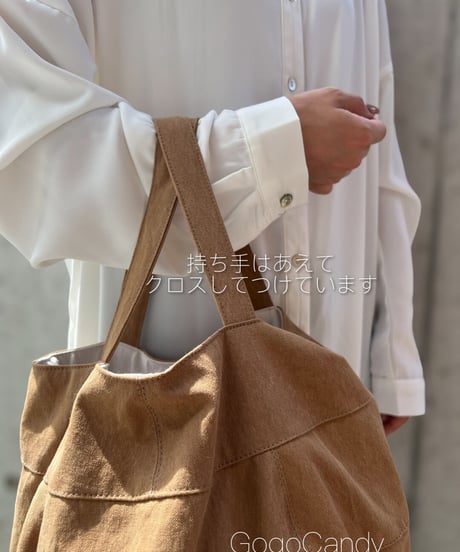◆手作りバッグ◆ぽっちバッグ［Ｌ］トートバッグ【ブラウン】