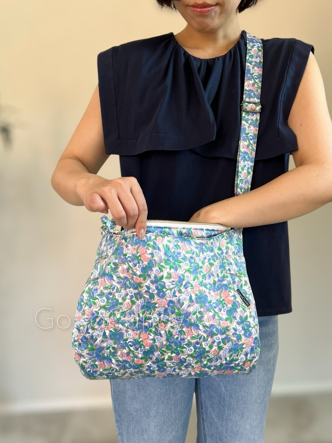 ◇手作りバッグ◇デニッシュバッグ【サテンボタニカル】ちょいみえ