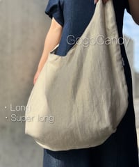 ◆手作りバッグ◆クタッとバッグ［Long / Super Long］ふんわりショルダーバッグ【リネンゴールド】