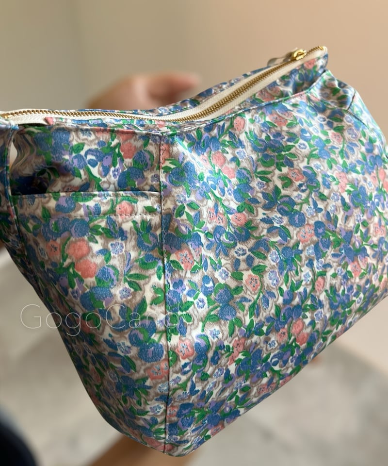 GogoCandyデニッシュバッグ【サテンボタニカル】ちょいみえポケット付き ◇手作りバッグ◇デニッシュバッグ【サテンボタニカル】ちょい
