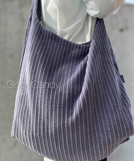 ◆手作りバッグ◆クタッとバッグ［Long］ふんわりショルダーバッグ【グレープグレー】