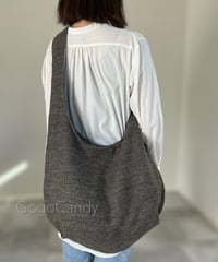◆手作りバッグ◆クタッとバッグ［Long］ふんわりショルダーバッグ【ウールリネン】