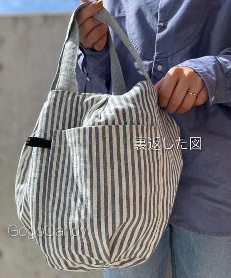 ◆手作りバッグ◆ぽっちバッグ［Ｍ］トートバッグ【ブルー】