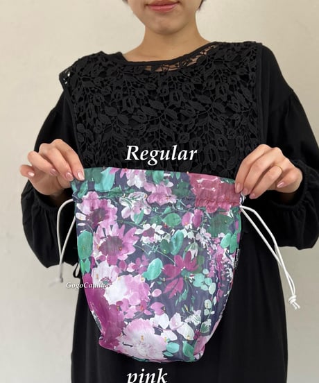 ◆手作りバッグ◆（Regular）気まぐれお巾さん/巾着【シフォンフラワー】