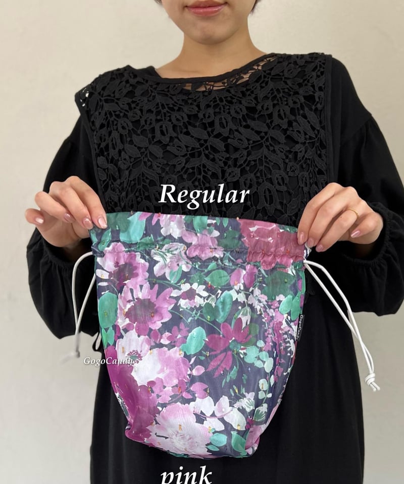 ◇手作りバッグ◇（Regular）気まぐれお巾さん/巾着【シフォンフラワー