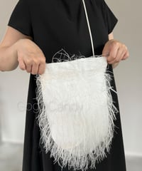◆手作りバッグ◆気まぐれお巾さん［Regular］ころんとした巾着【フリンジエクリュ】