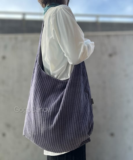 ◆手作りバッグ◆クタッとバッグ［Long］ふんわりショルダーバッグ【グレープグレー】